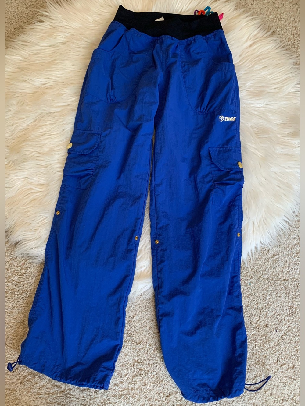Zumba Wear Cargo Samba Pants Blue Size Medium